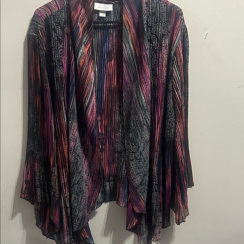 dressbarn Multicolor Striped Open Cardigan